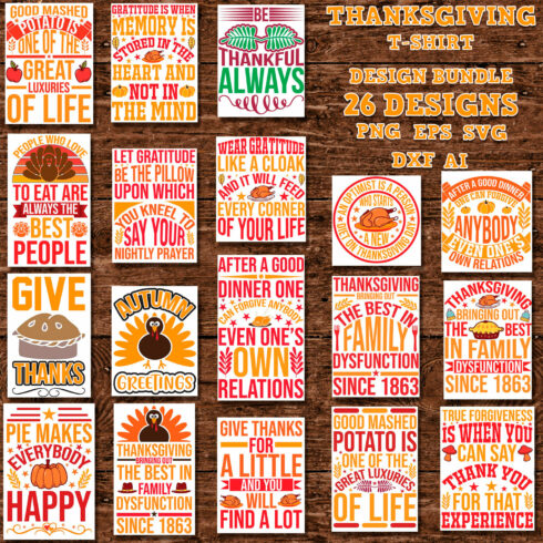 Collection of bright images on the theme of Thanksgiving.