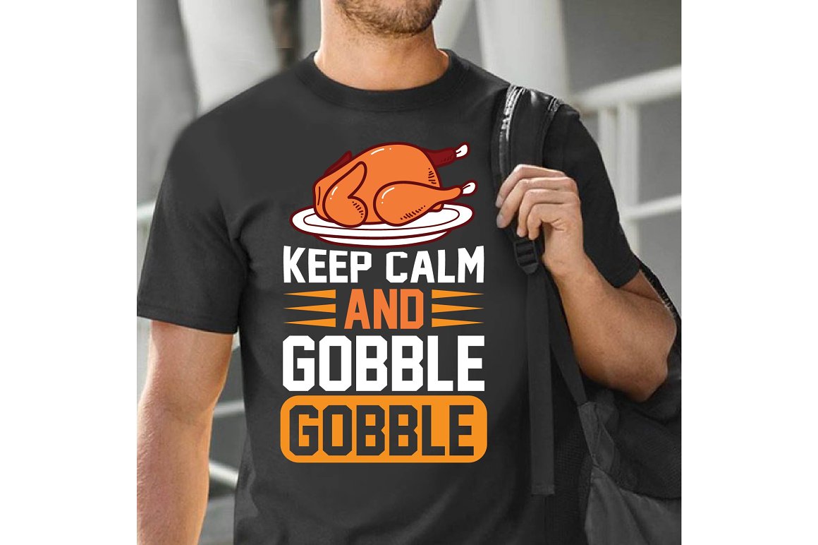 Black T-shirt with funny roasted turkey print.