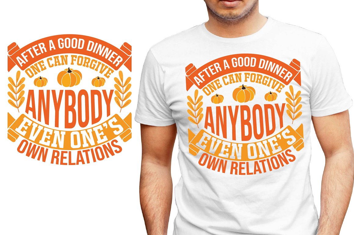 White T-shirt with charming pumpkin print and slogan.