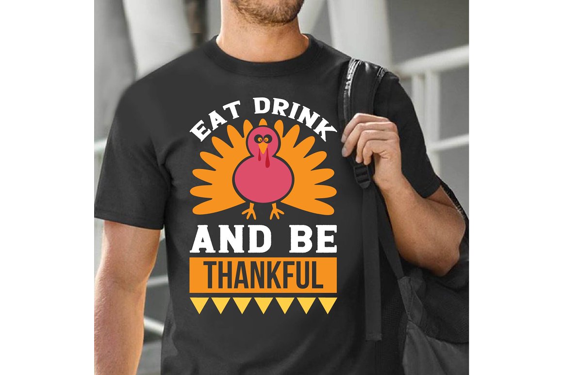 Black T-shirt with vibrant turkey print.