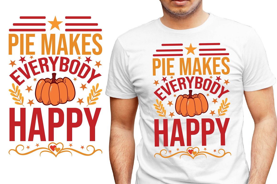 White T-shirt with gorgeous pumpkin print and slogan.