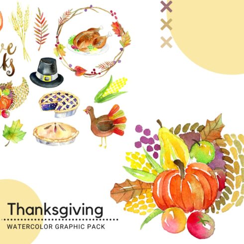 Thanksgiving Watercolor Graphic Pack.