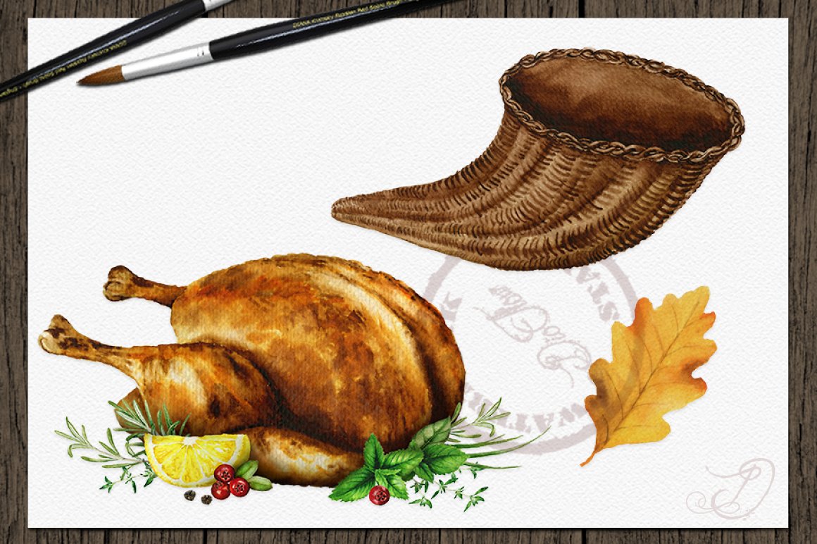 Turkey with vegetables are ready for your your illustration.