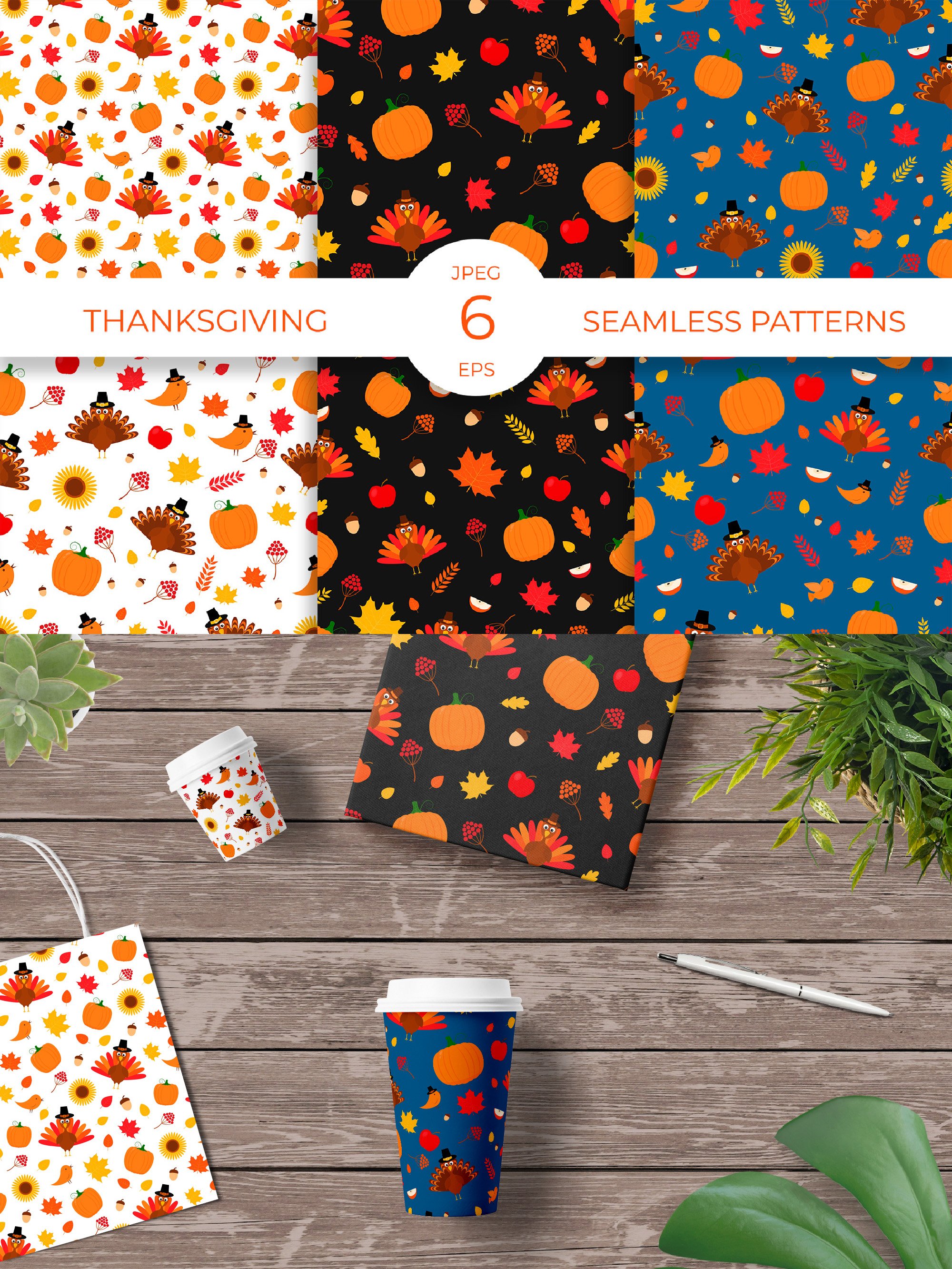 Thanksgiving patterns for different textures.