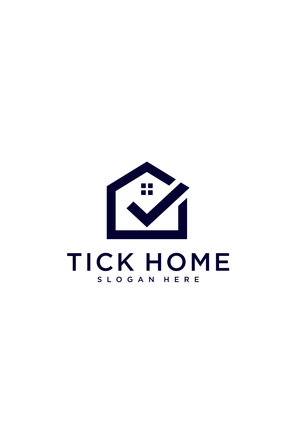 Tick House Logo Design Vector Template pinterest image.