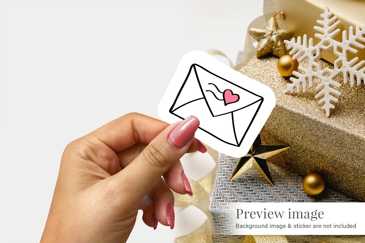 Image of irresistible mail shape sticker.