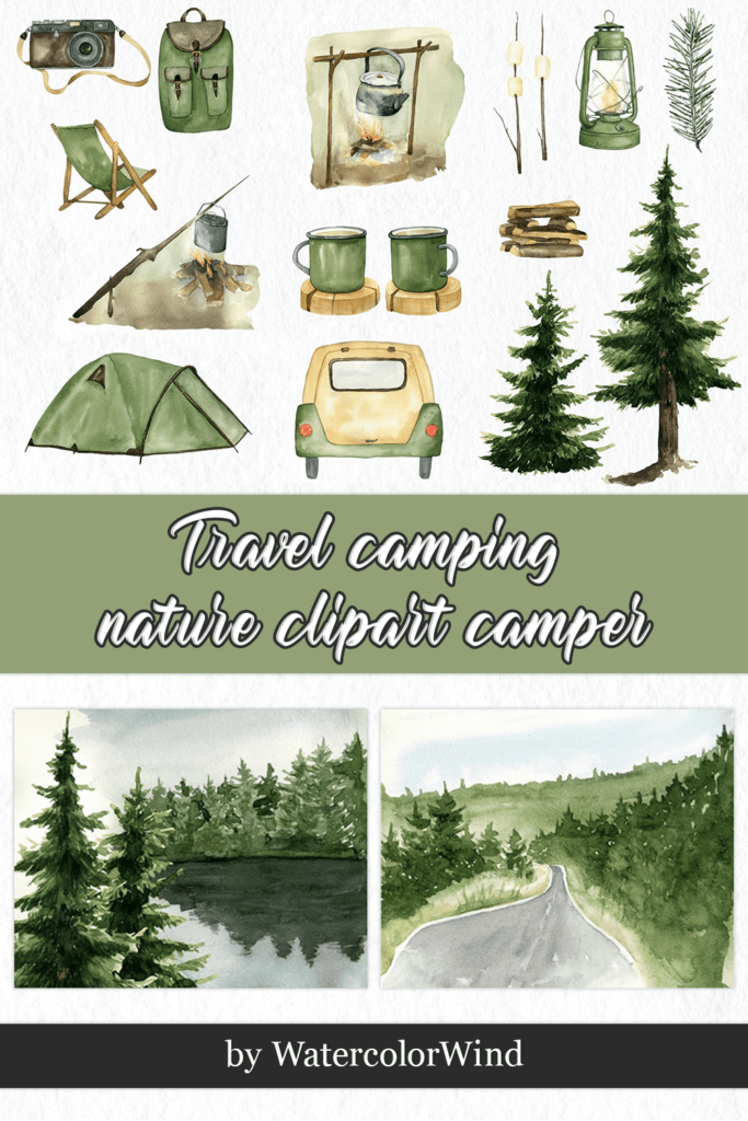 Travel Camping Nature Clipart Camper – MasterBundles