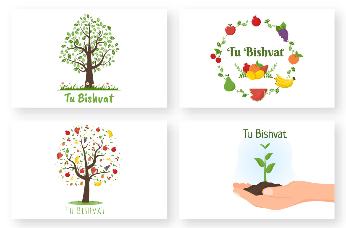 11 Happy Tu BiShvat Illustration for postcards.