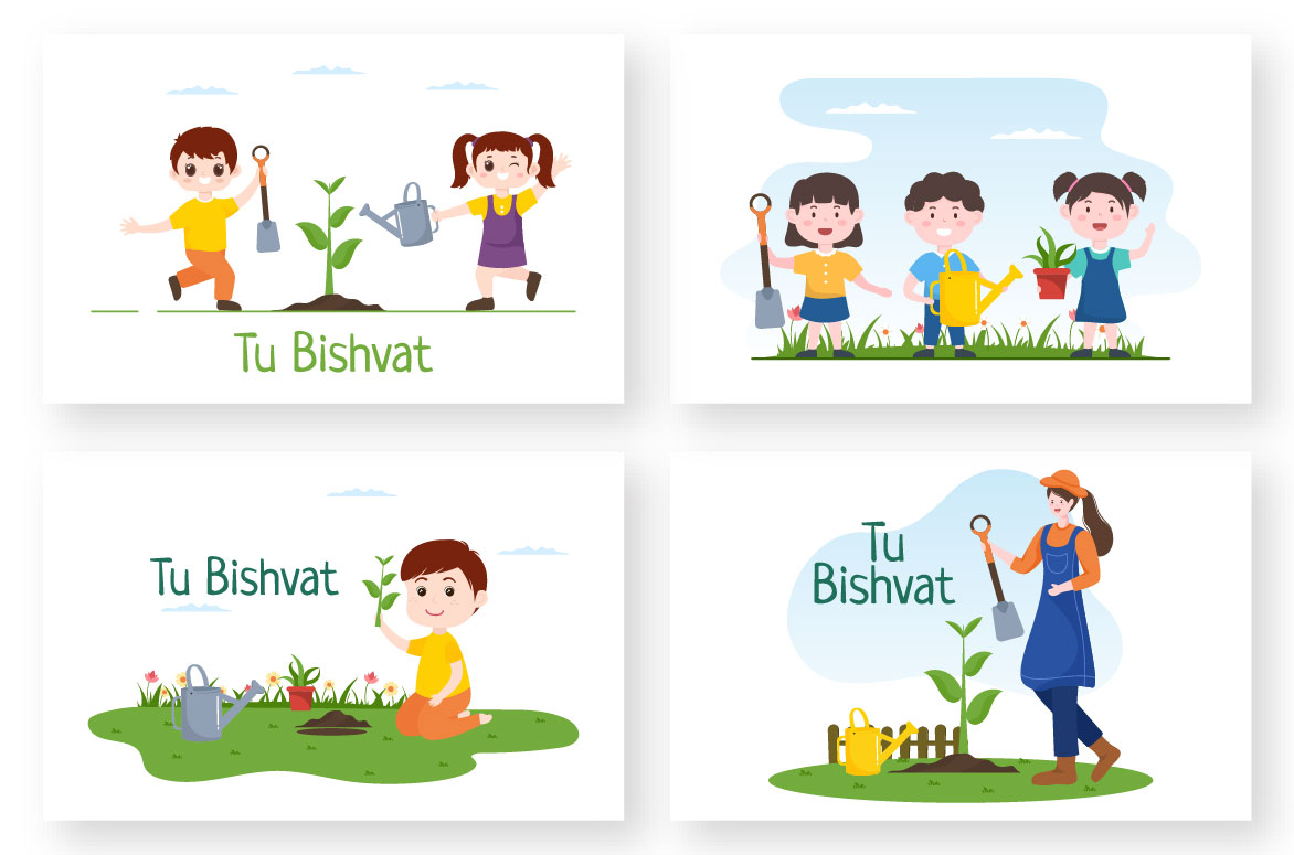 11 Happy Tu BiShvat Illustration for your design.