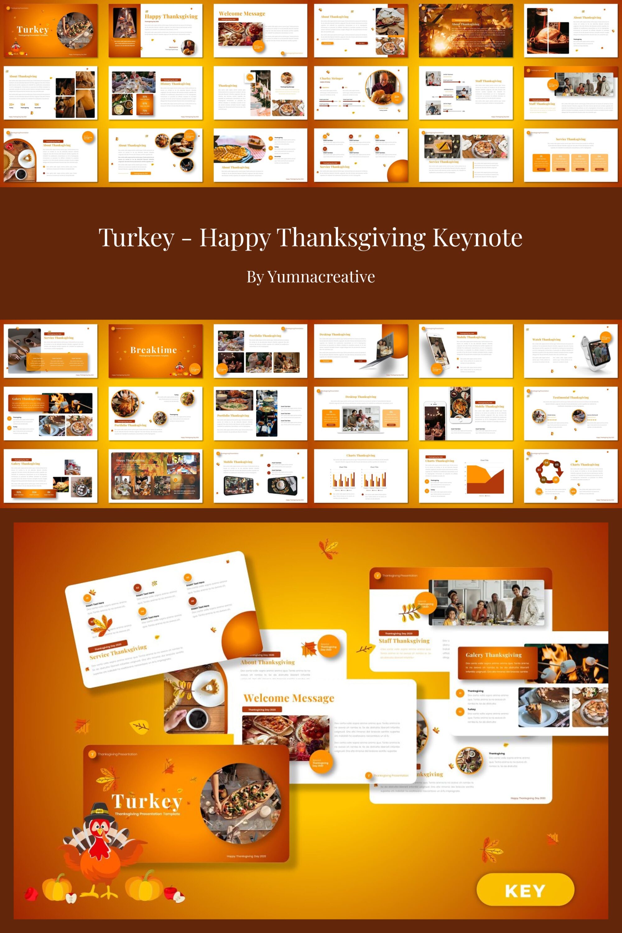 Turkey Happy Thanksgiving Keynote - pinterest image preview.