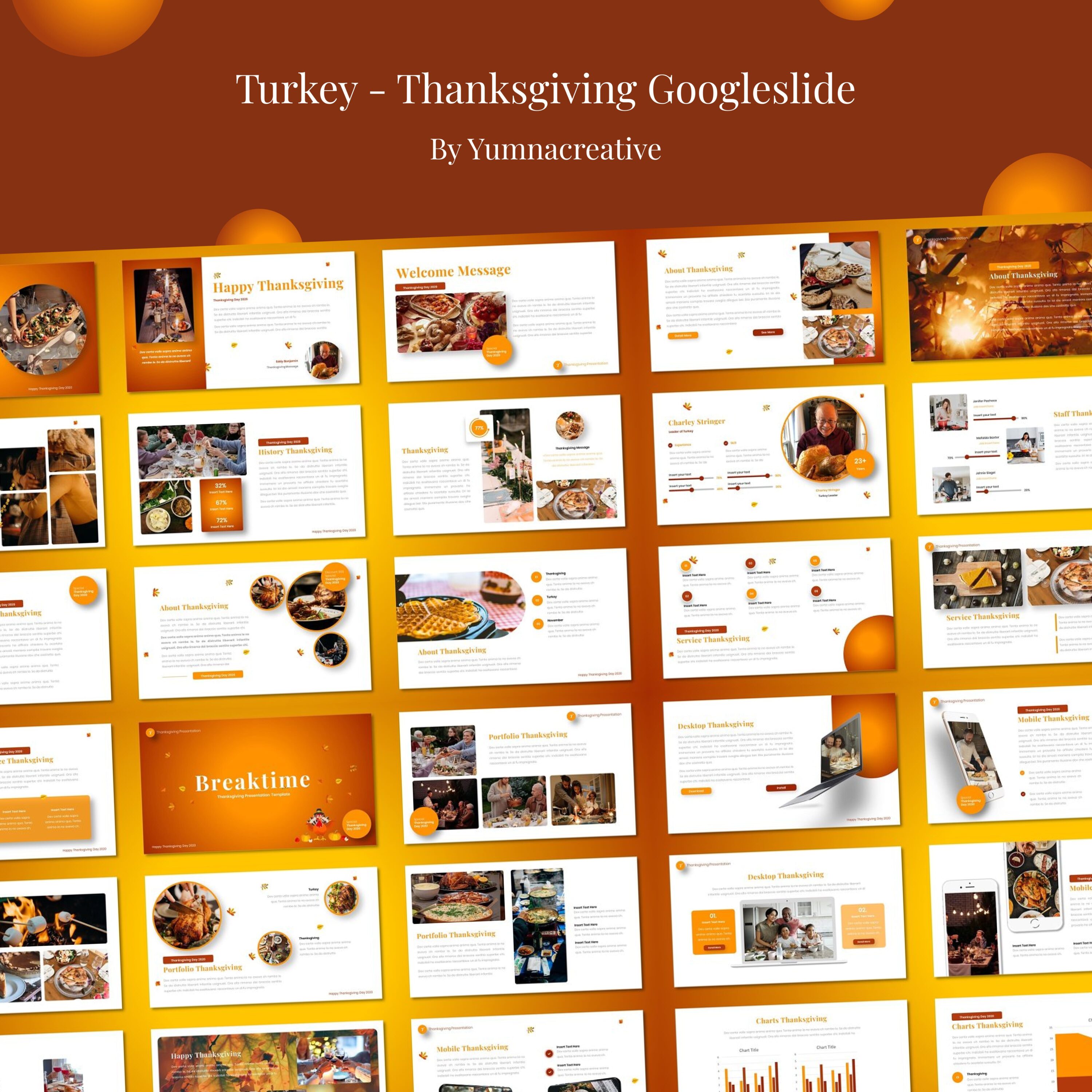 Turkey Thanksgiving Google Slide - main image preview.