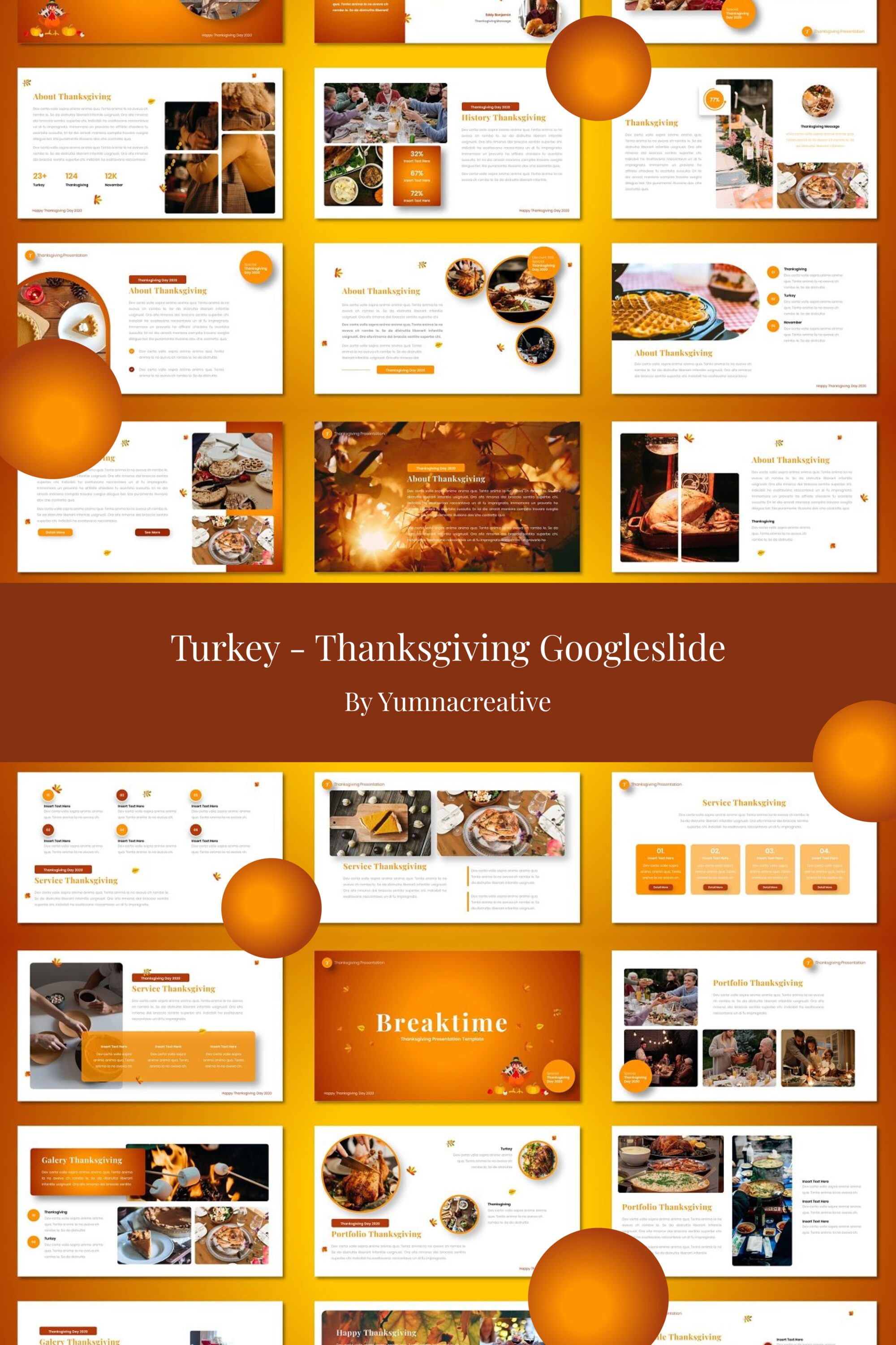 Turkey Thanksgiving Google Slide - pinterest image preview.
