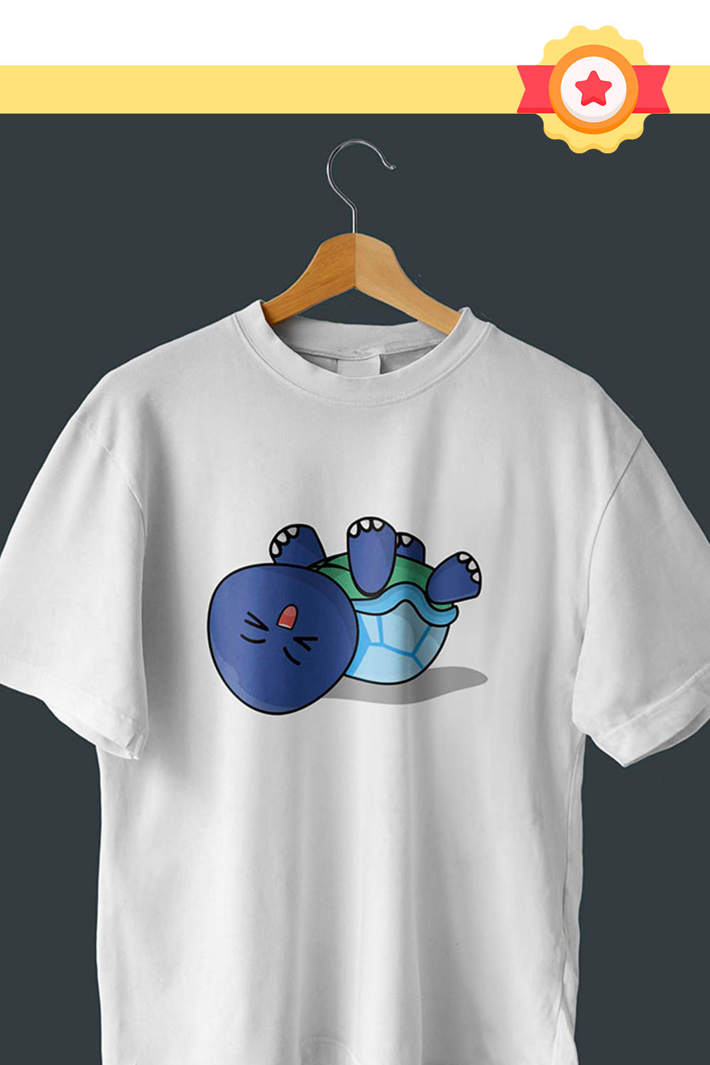 Pinterest collage image with Turtle Laugh Illustration T-Shirt Design.