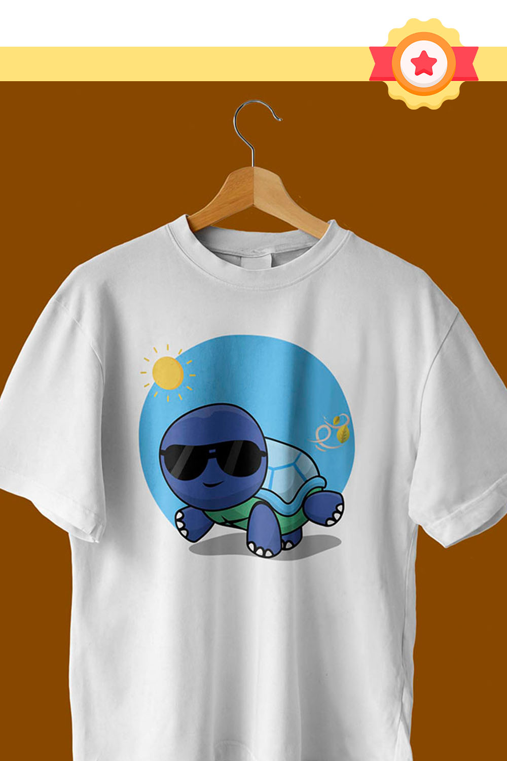 Cute Turtle Illustration T-Shirt Design Pinterest collage image.