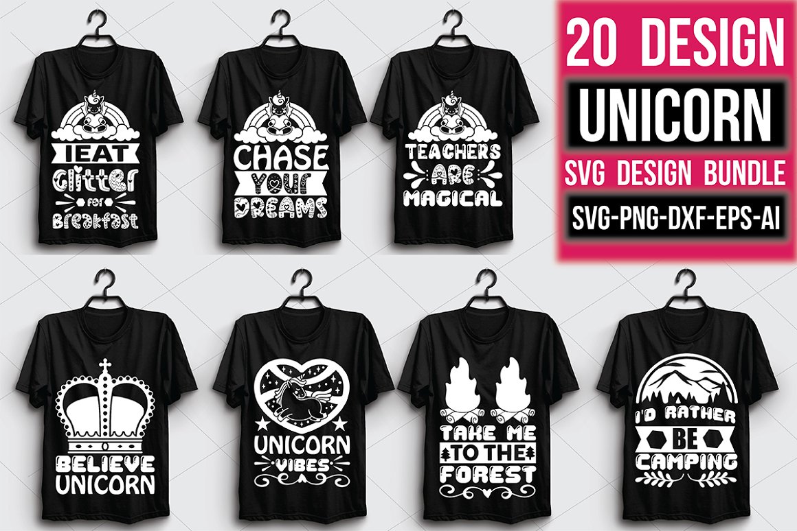 7 Black Unicorn Svg Design Bundle.