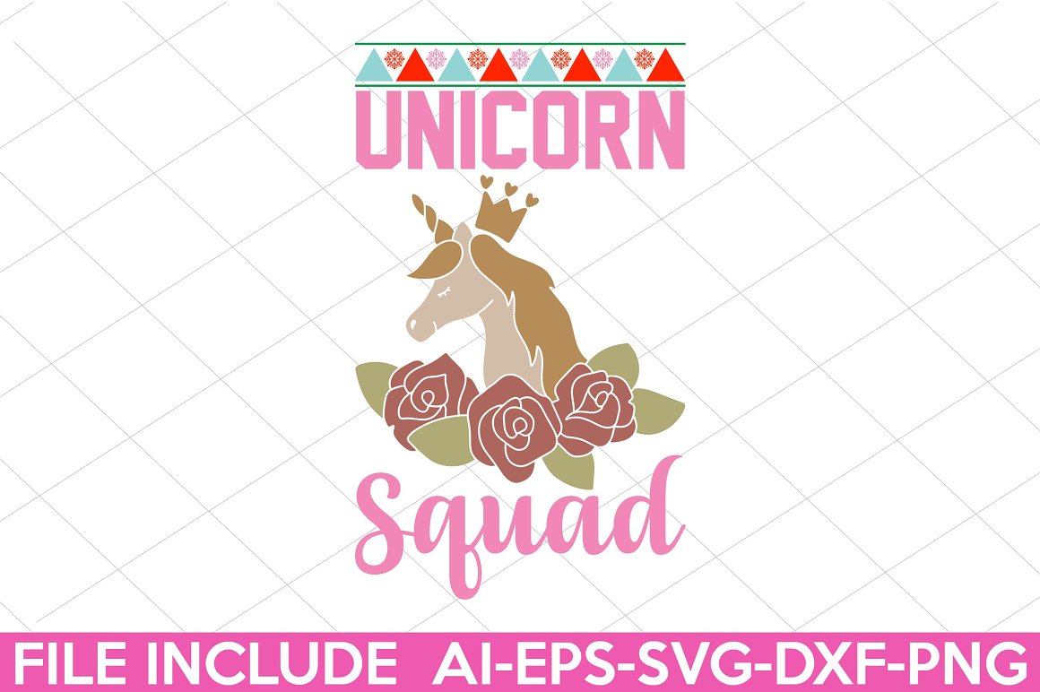 The lettering "Unicorn squad".