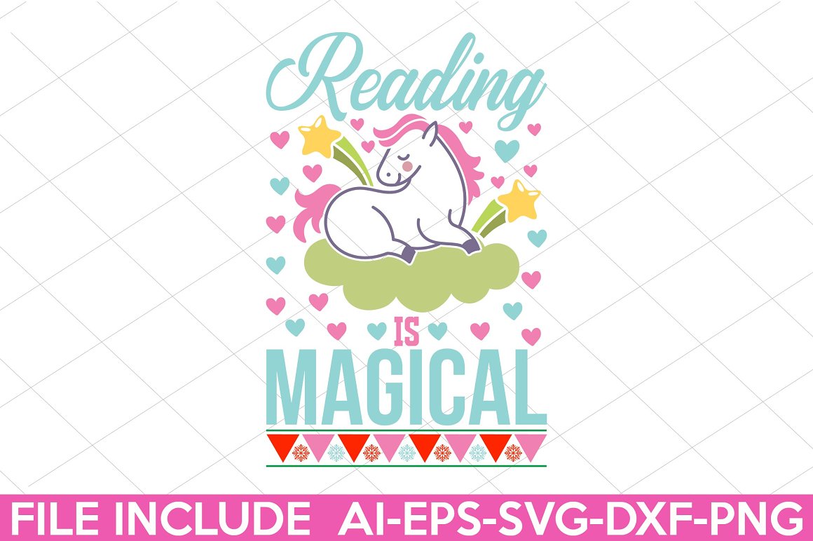 The lettering "Reading is magical".