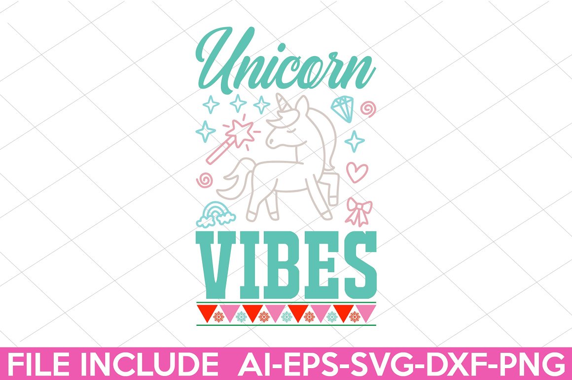 The lettering "Unicorn vibes".