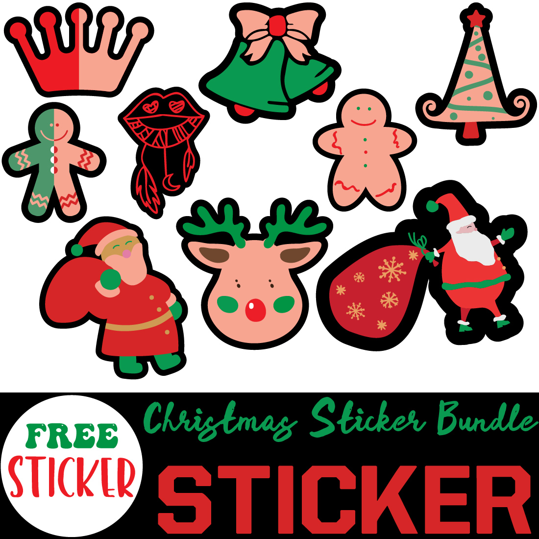 Free Printable Sticker Christmas Bundle - MasterBundles