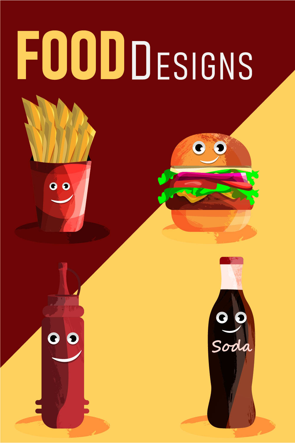 Fast Food Illustrations pinterest image.