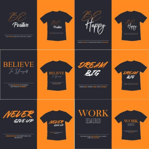 Motivational Quotes Typography T-shirt Designs cover image.