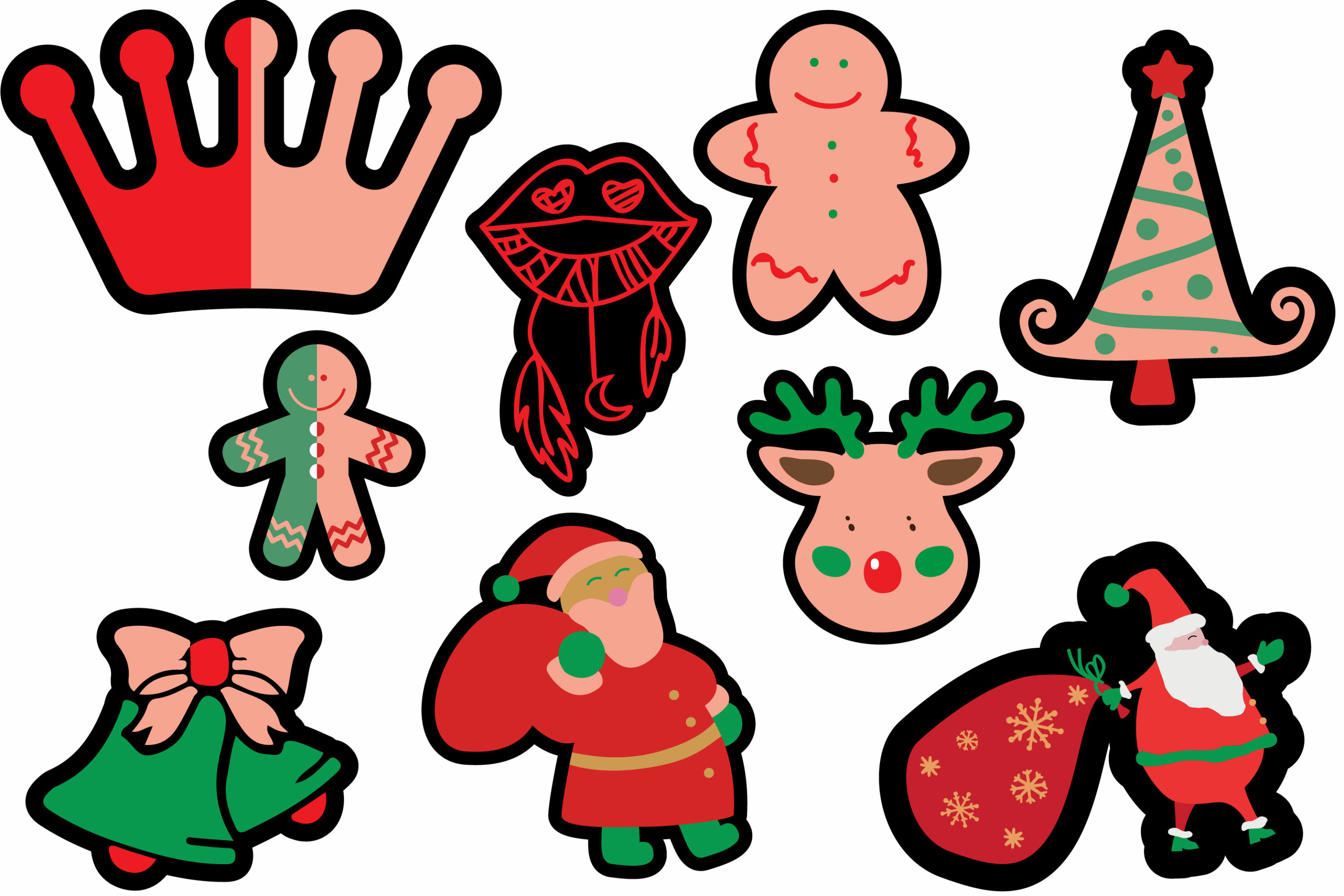 Free Printable Sticker Christmas Bundle Pinterest image.