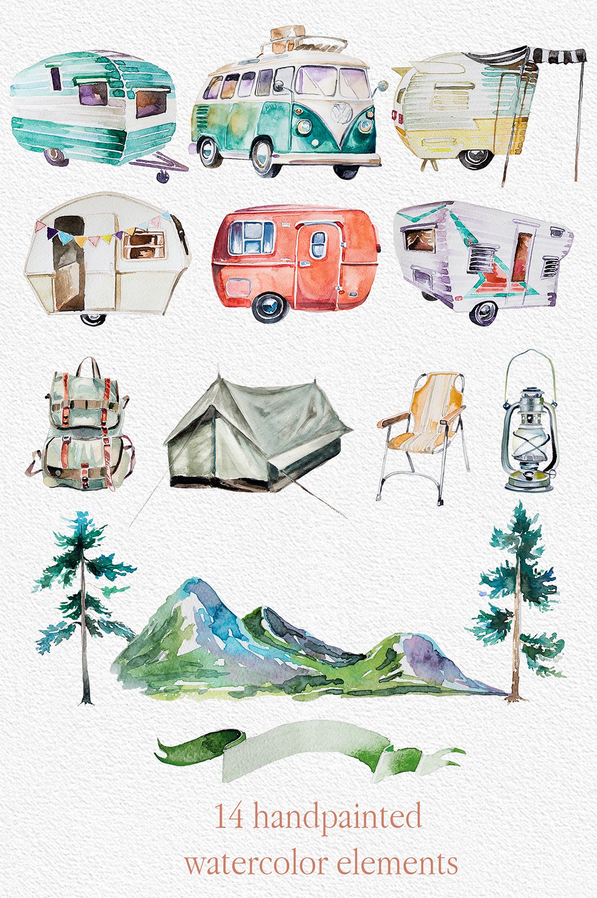 Camping items for nice modern composition.