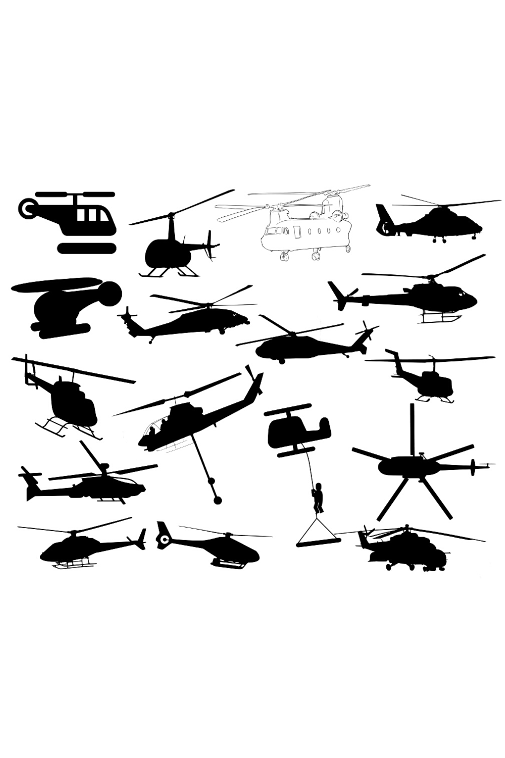 Helicopter Silhouette Bundles pinterest image.
