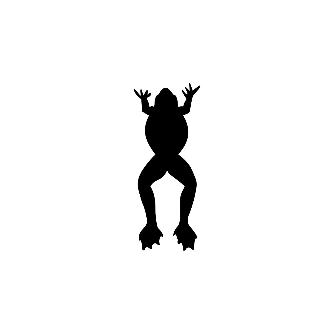 Silhouette of a frog on a white background.