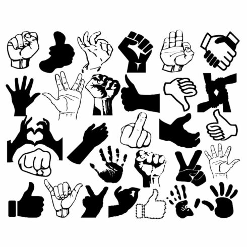 Hand Gesture Silhouette Bundles cover image.