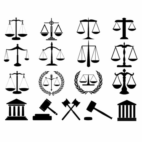 Justice Scales Silhouette Logo Bundles cover image.