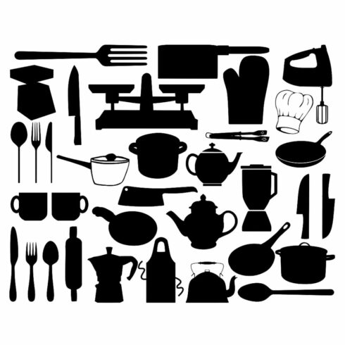 Cooking Utensils Silhouette Bundle cover image.