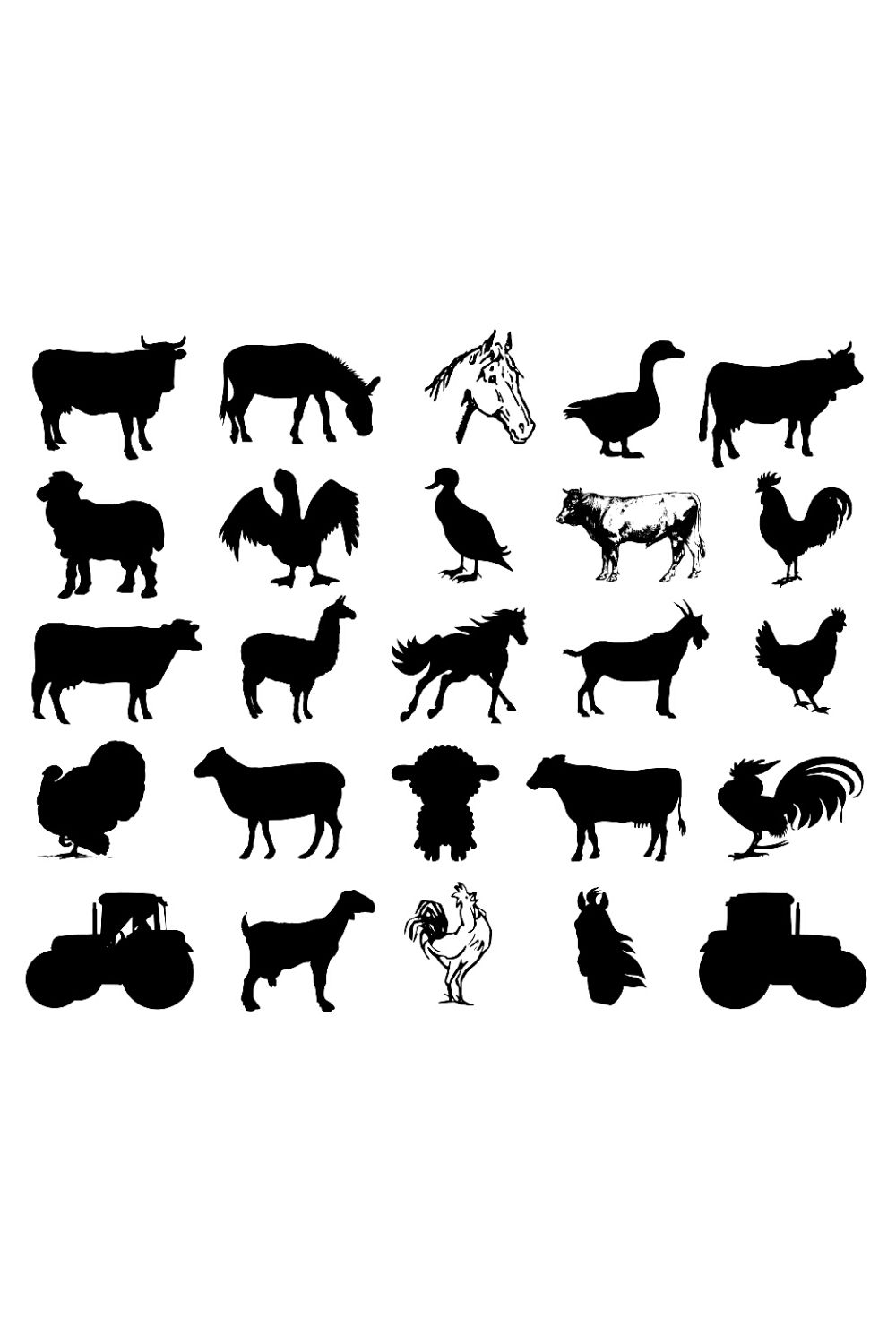 Farm Animals Silhouette Bundles pinterest image.