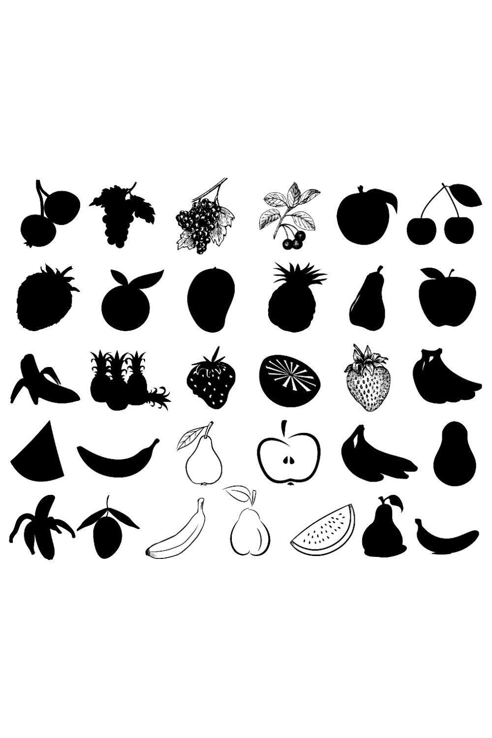 Fruit Silhouette Bundles pinterest image.