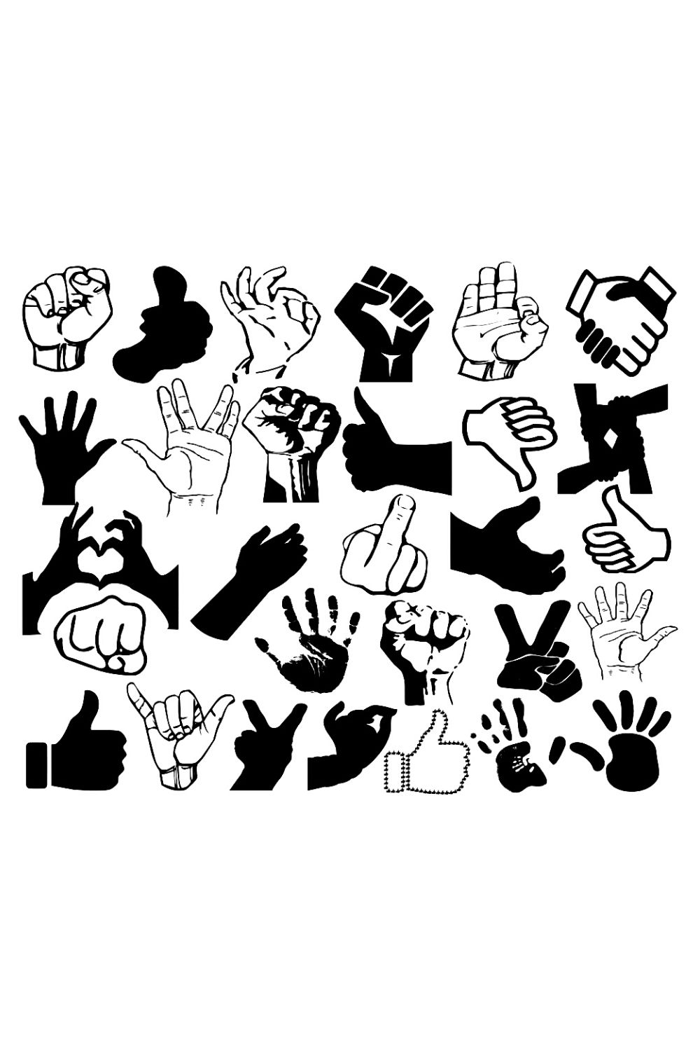 Hand Gesture Silhouette Bundles pinterest image.