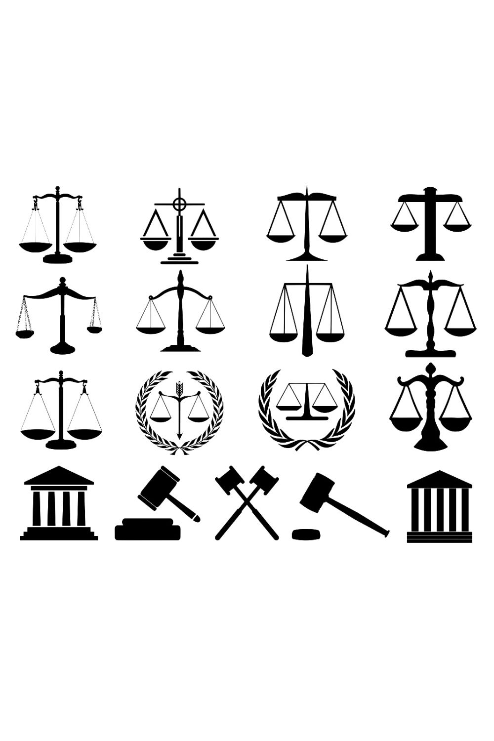 Justice Scales Silhouette Logo Bundles pinterest image.