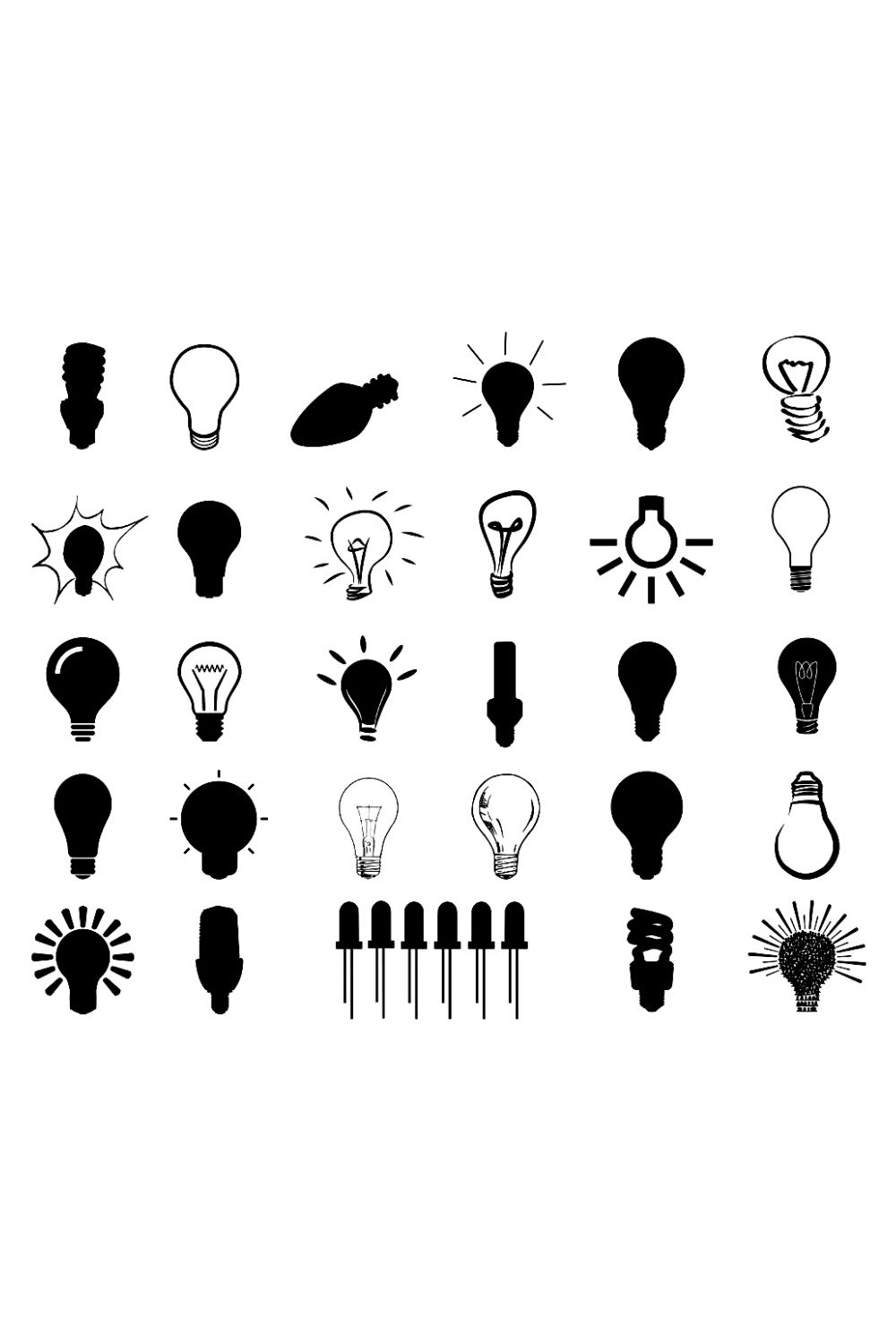 Light Bulb Silhouette Bundle Pinterest image.