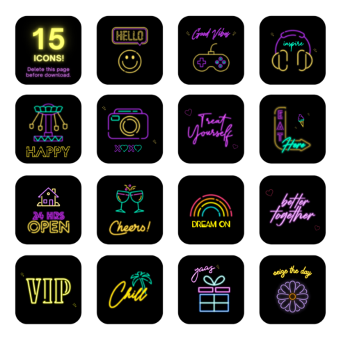 15 Beautiful NEON Icons cover image.