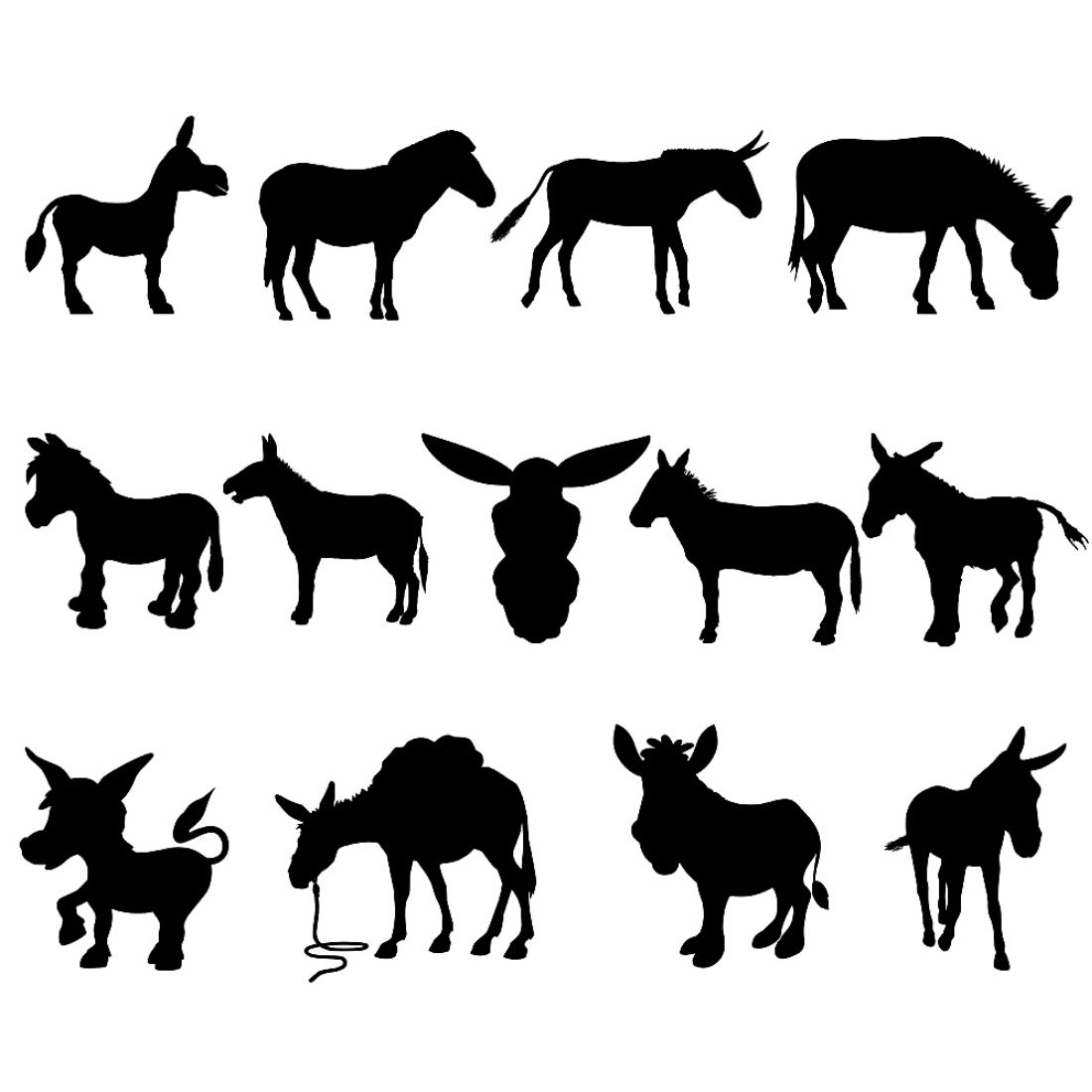 Donkey Silhouette Illustrations Bundle cover image.