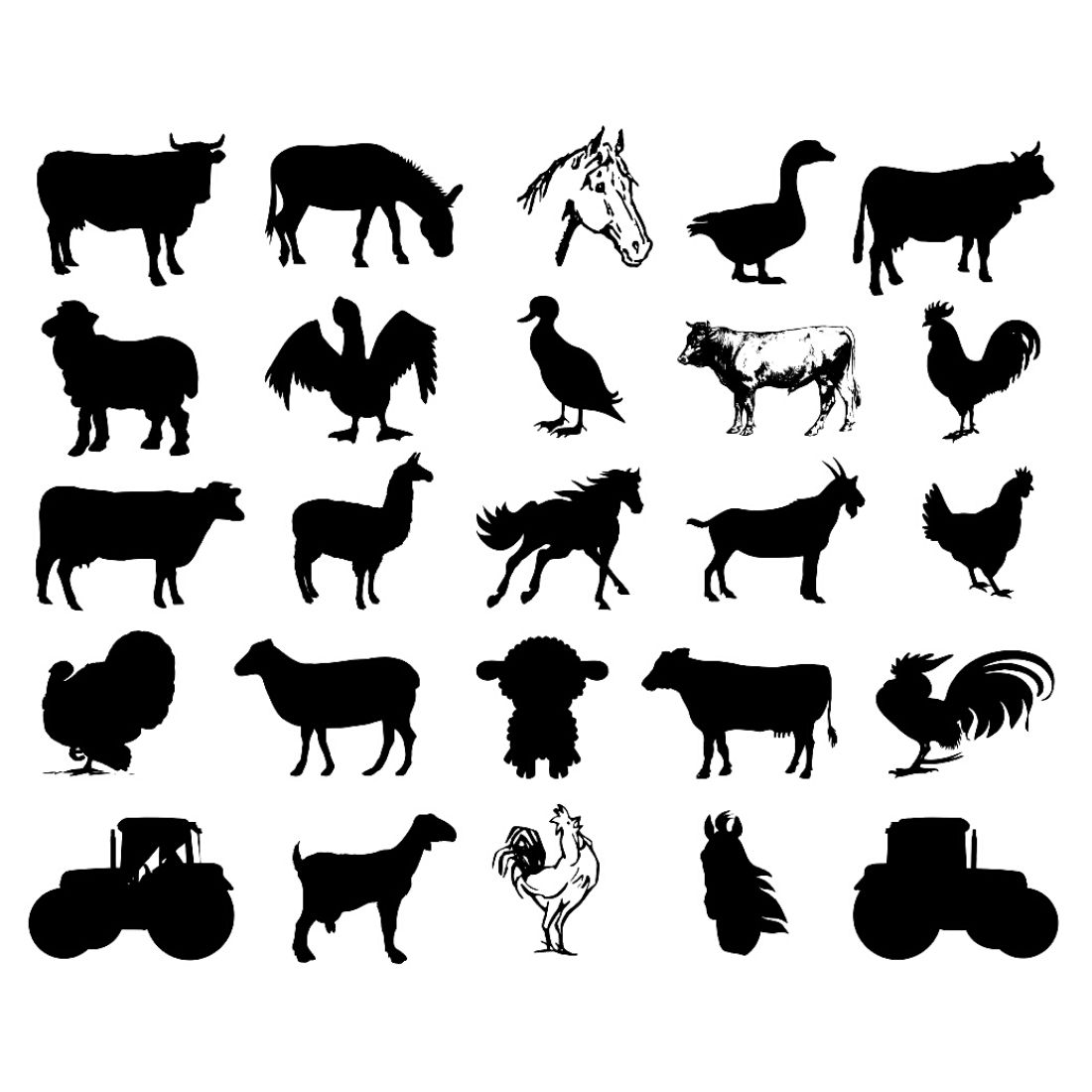 Farm Animals Silhouette Bundles cover image.