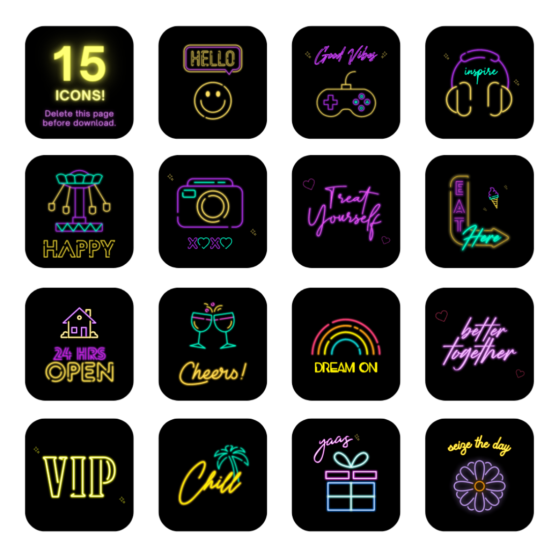 15 Beautiful NEON Icons cover image.