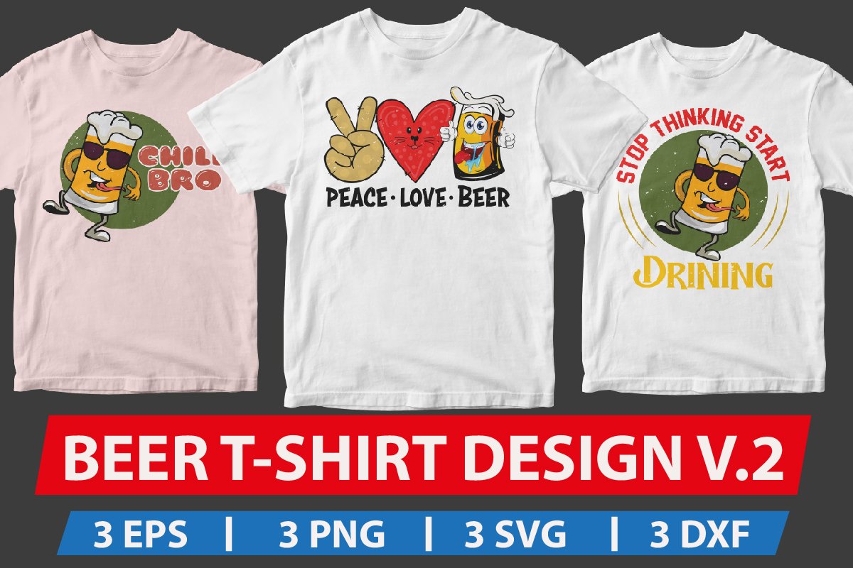 Light t-shirts with cool beer prints.