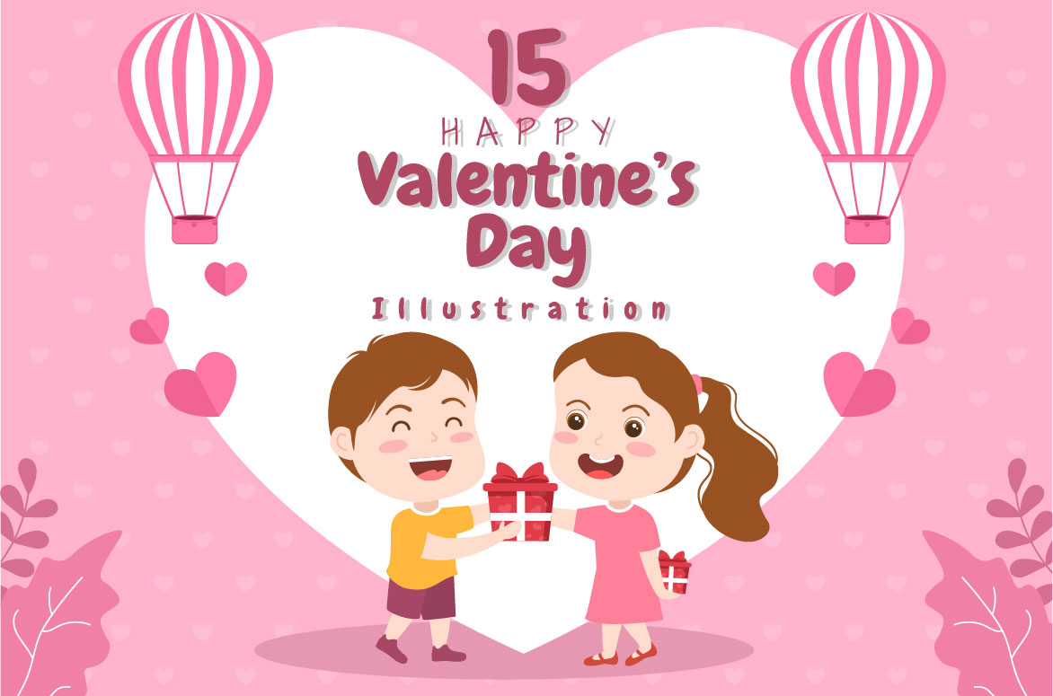 15 Happy Valentines Day Illustration facebook image.
