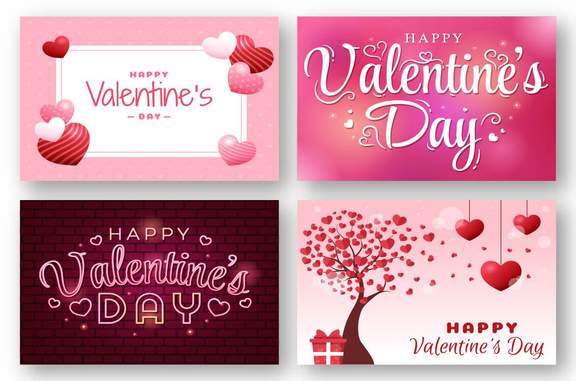 15 Happy Valentines Day Illustration for greeting cards.