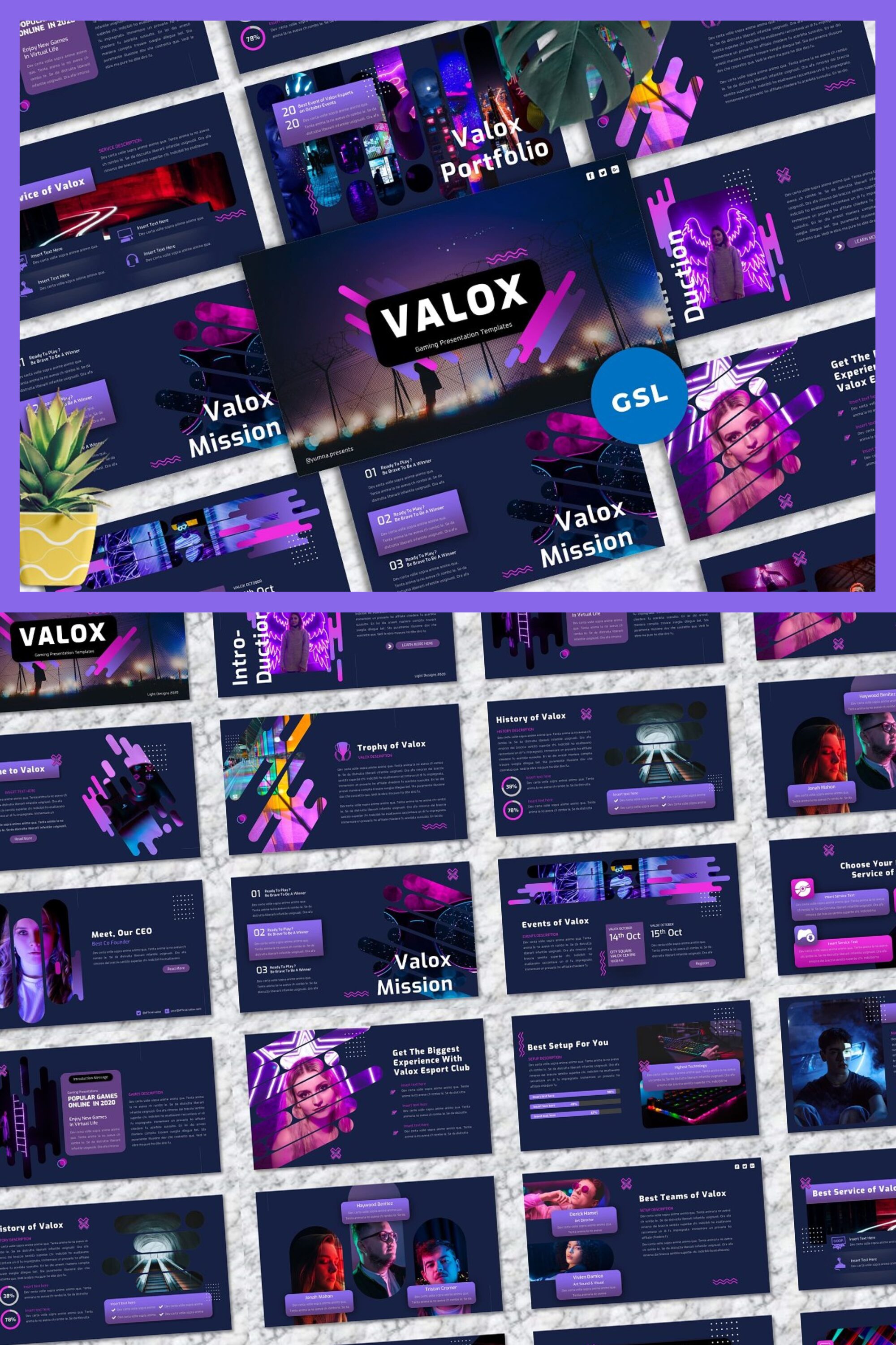 Valox Gaming Google Slide Template - pinterest image preview.