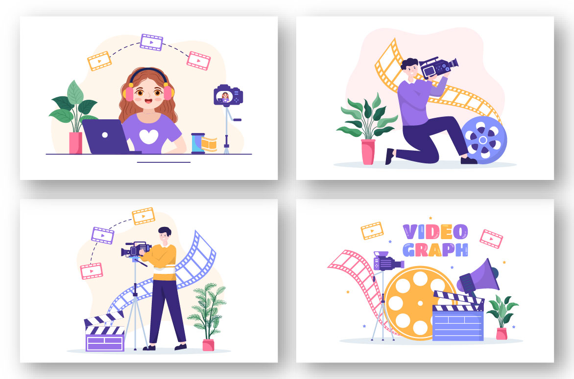 8 Videographer Services Illustration for your site.