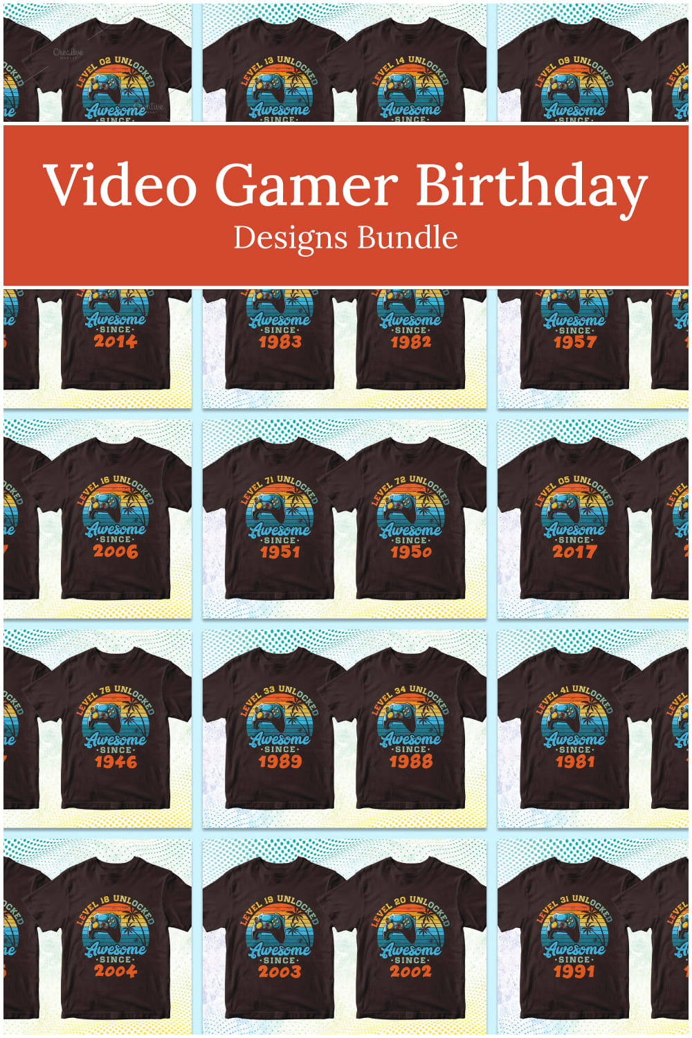 video gamer birthday designs bundle 02
