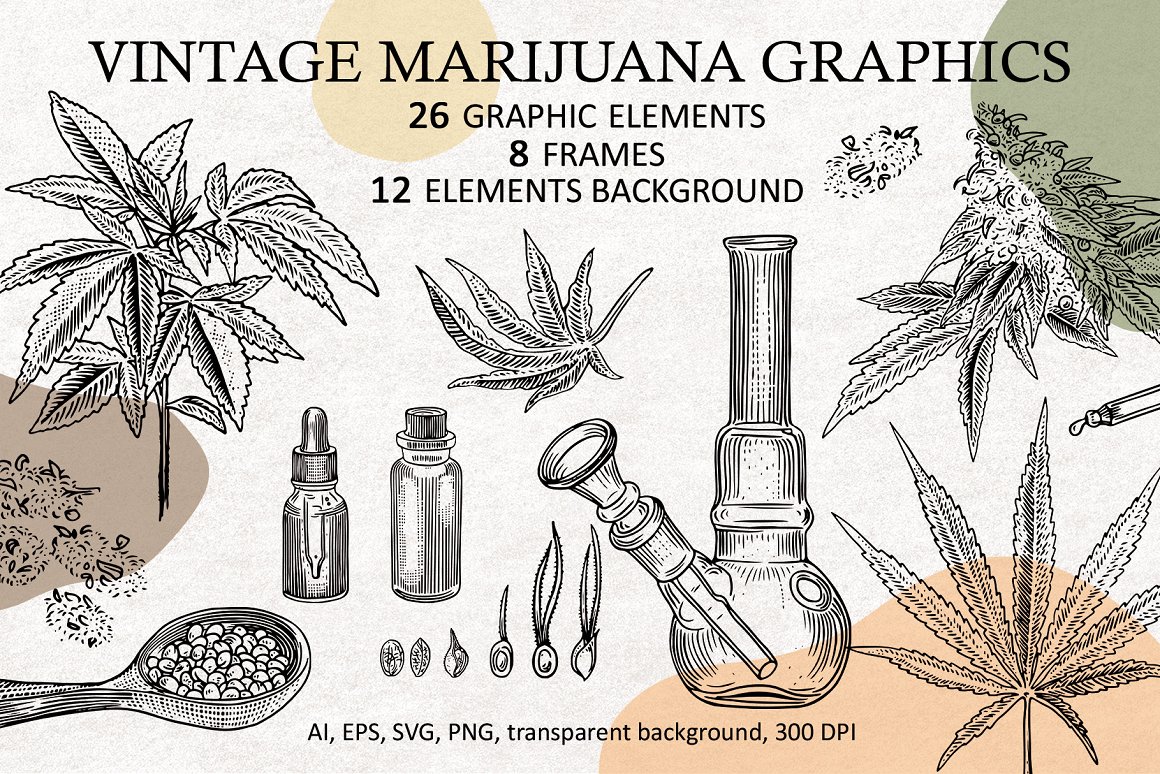 Vintage marijuana graphics Cover.