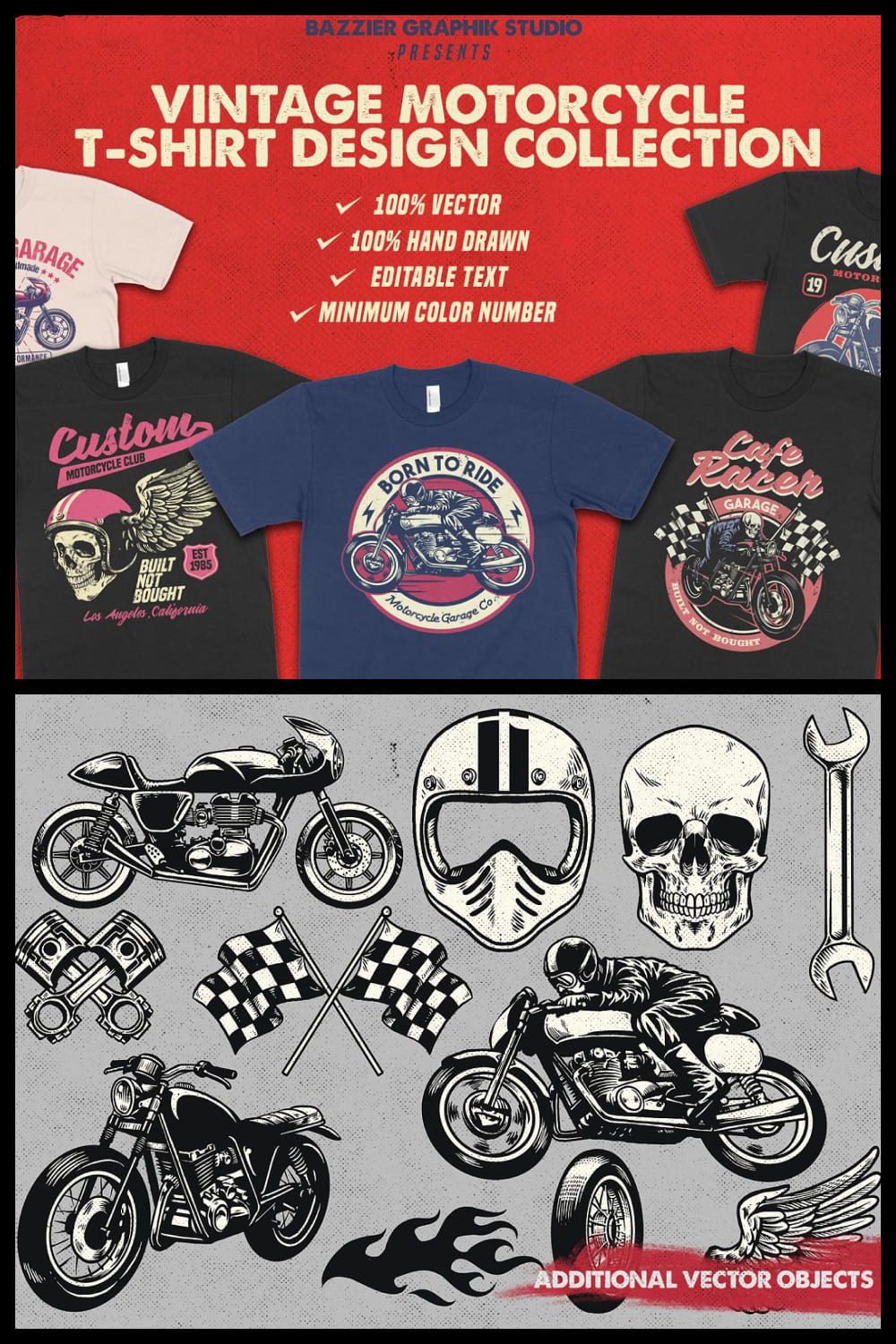 vintage motorcycle t shirt design 02