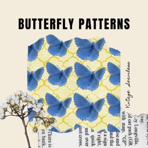 12 Vintage Seamless Butterfly Patterns.